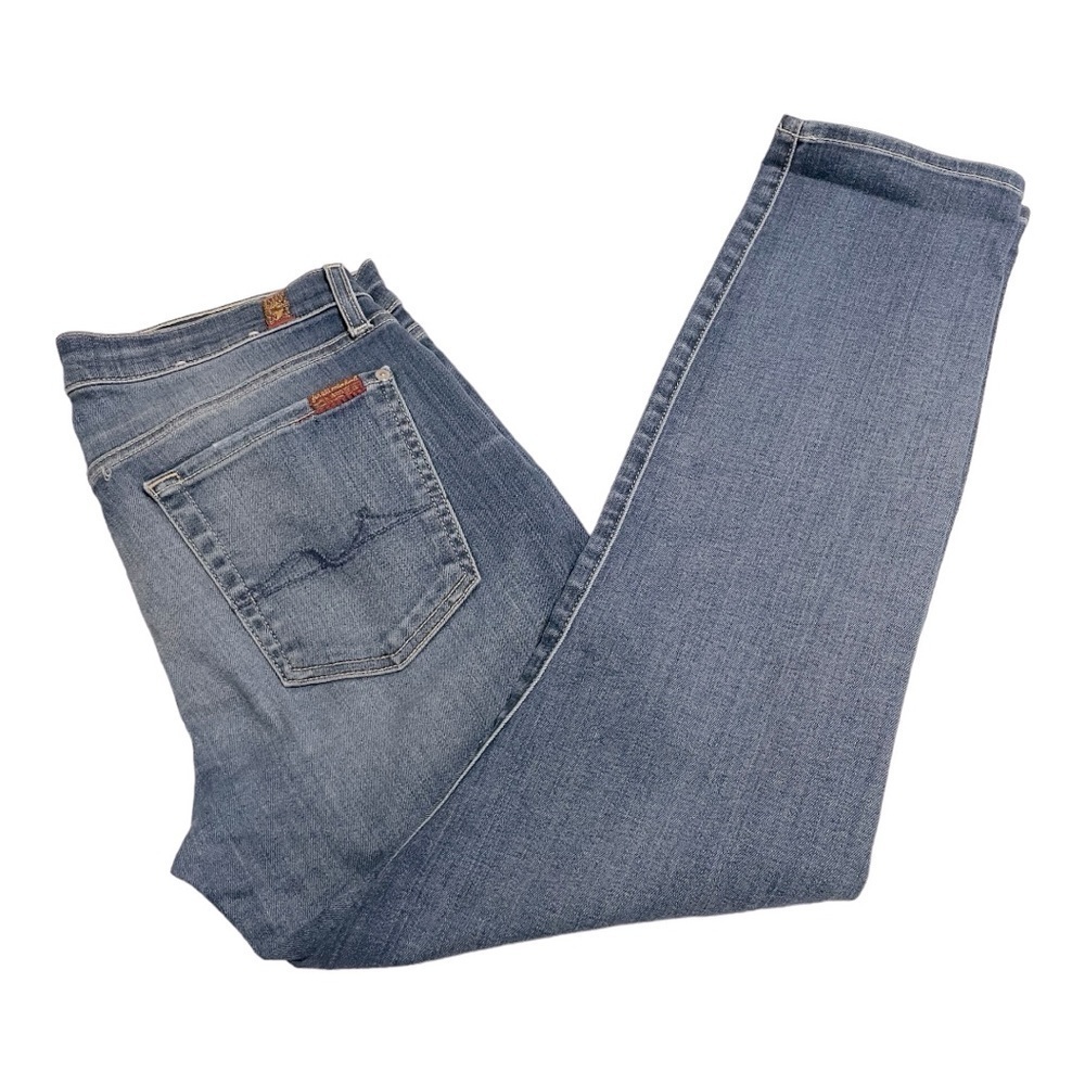 7 For All Mankind JosefinaSkinny Boyfriend Jeans Size 28 Dark Wash Distressed